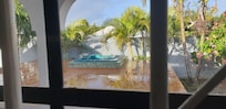 View from the kitchen. The slippery deck.