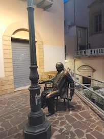 Street sculpture in the evening.
