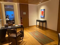 Their suite is spacious and modern.