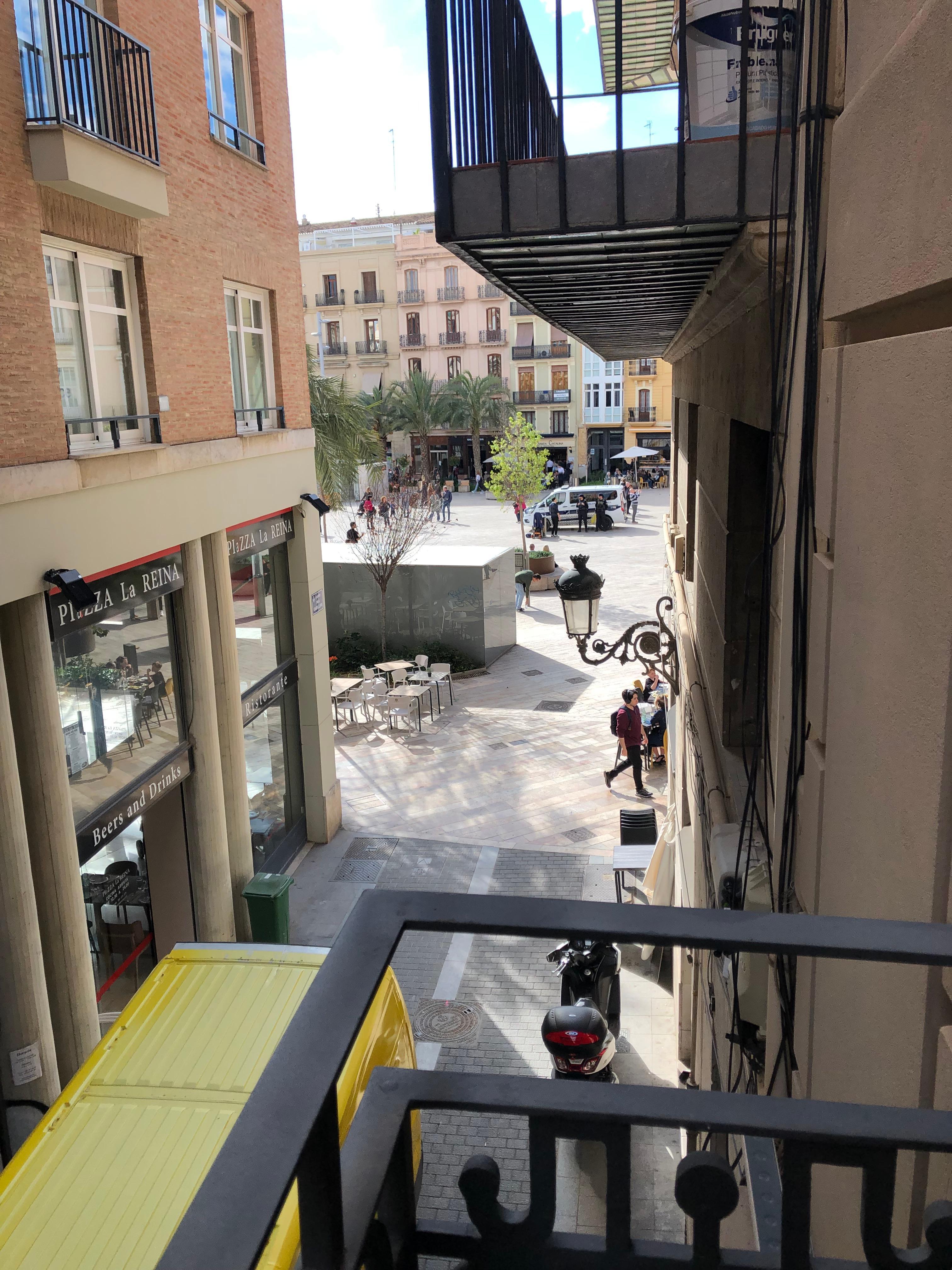 View of Placa de La Reina from room balcony