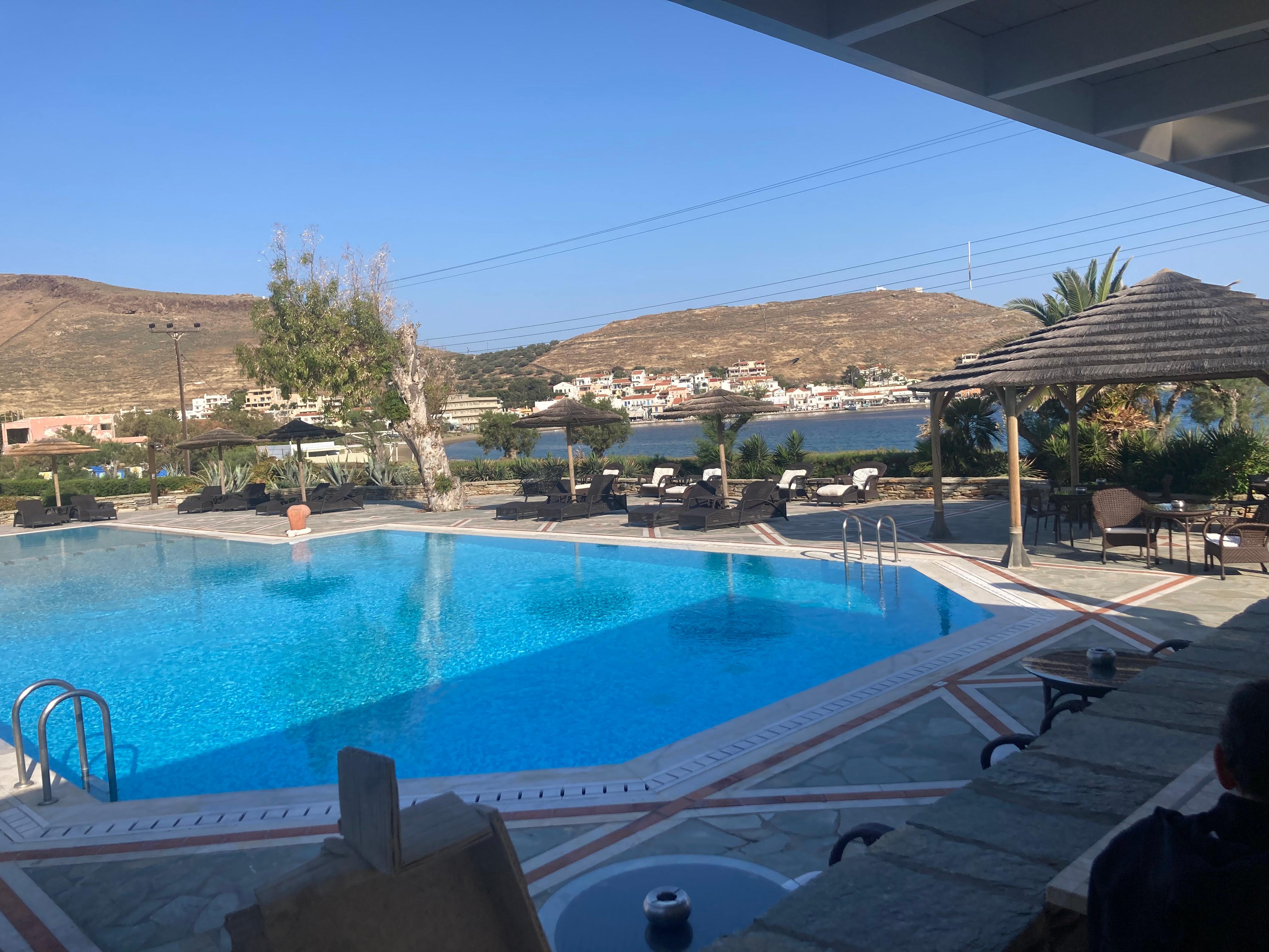 View from pool to village by ferry