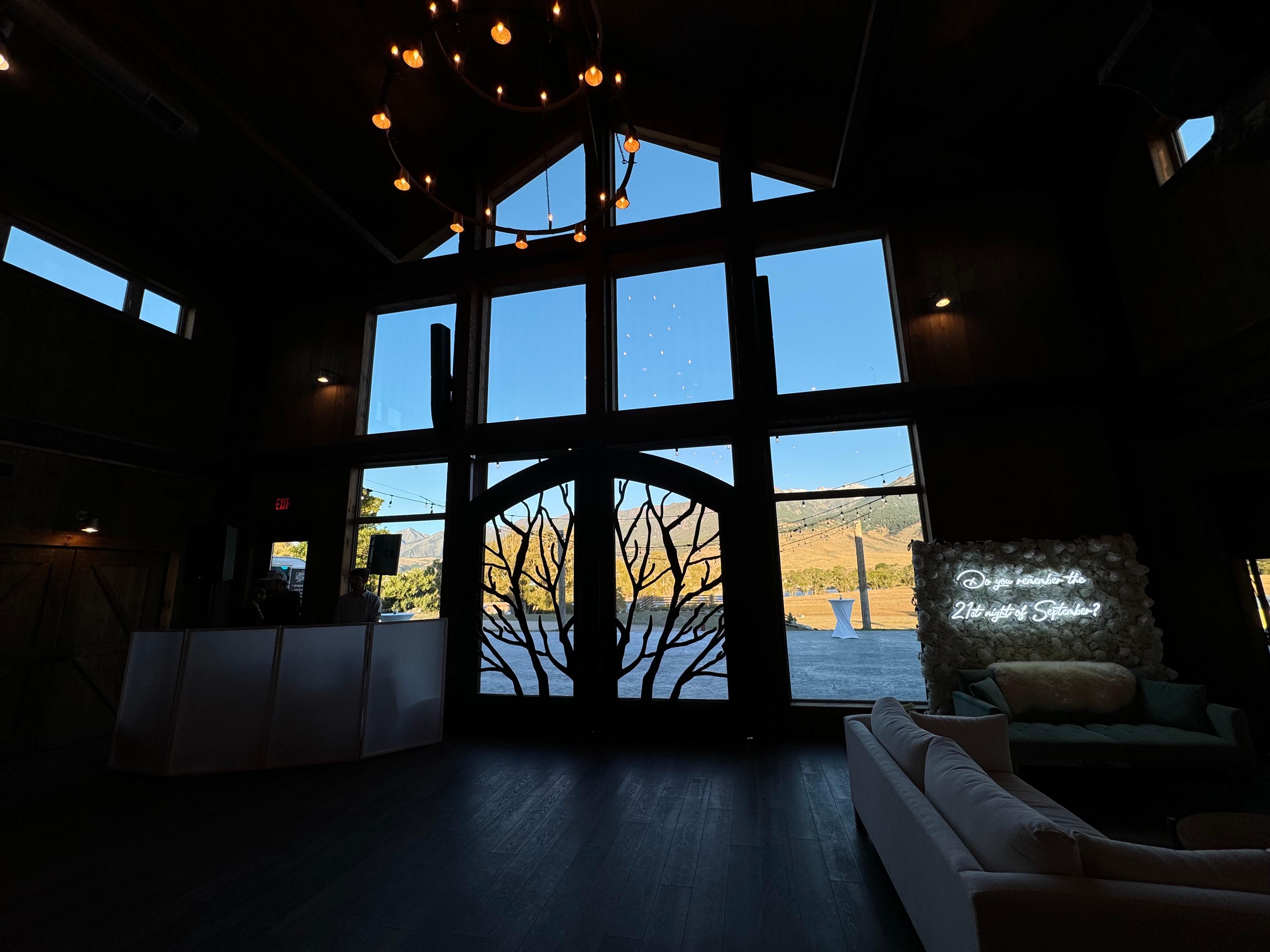 View from inside the reception room. 