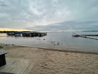 The view of the lake from our breakfast table.