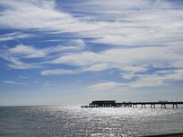 View from seats outside hotel restaurant.