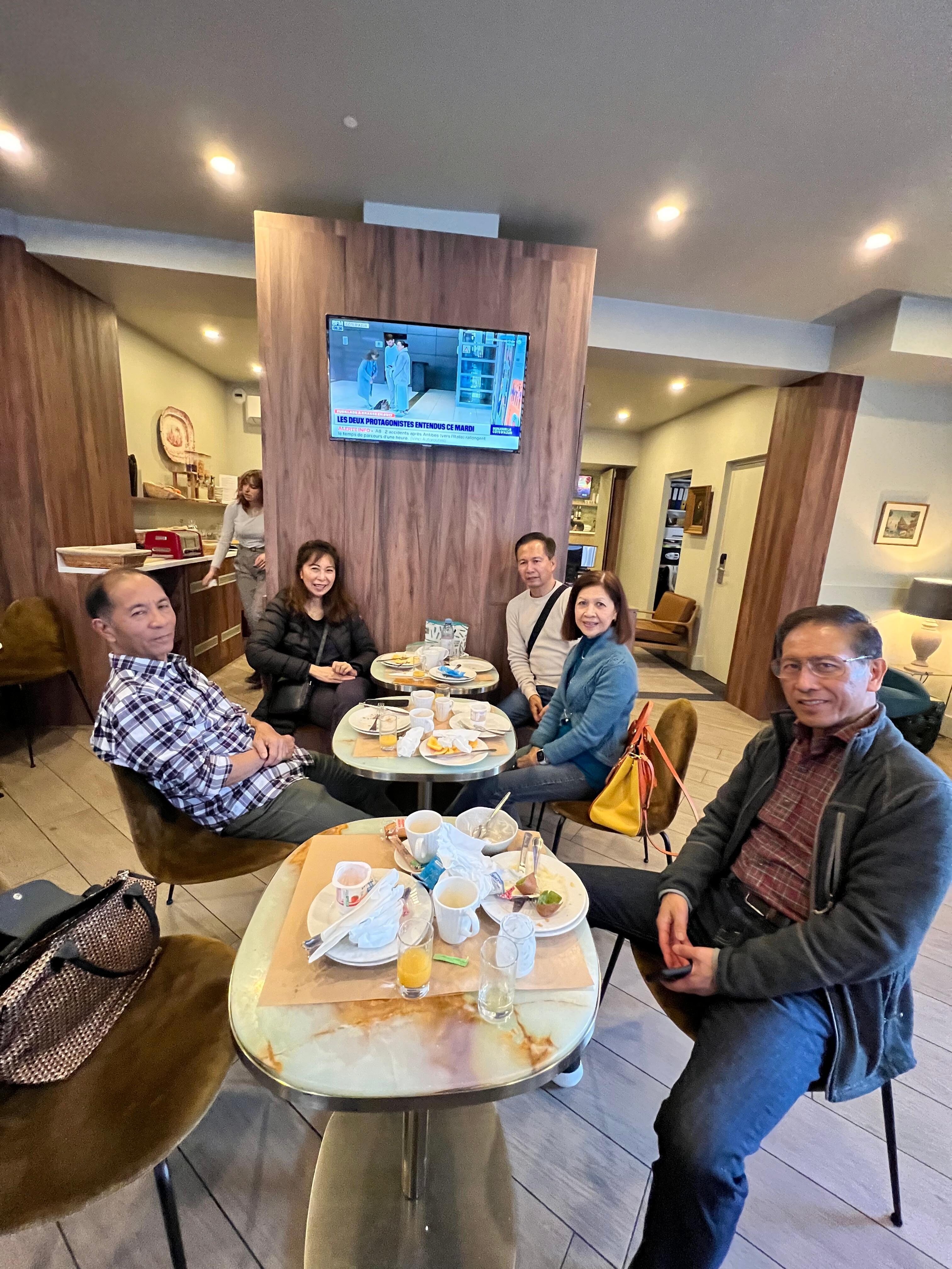 At breakfast 