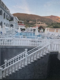 View of the pool from bedroom windows