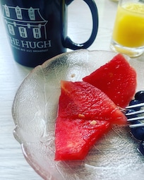 Fruit plate served with every breakfast.