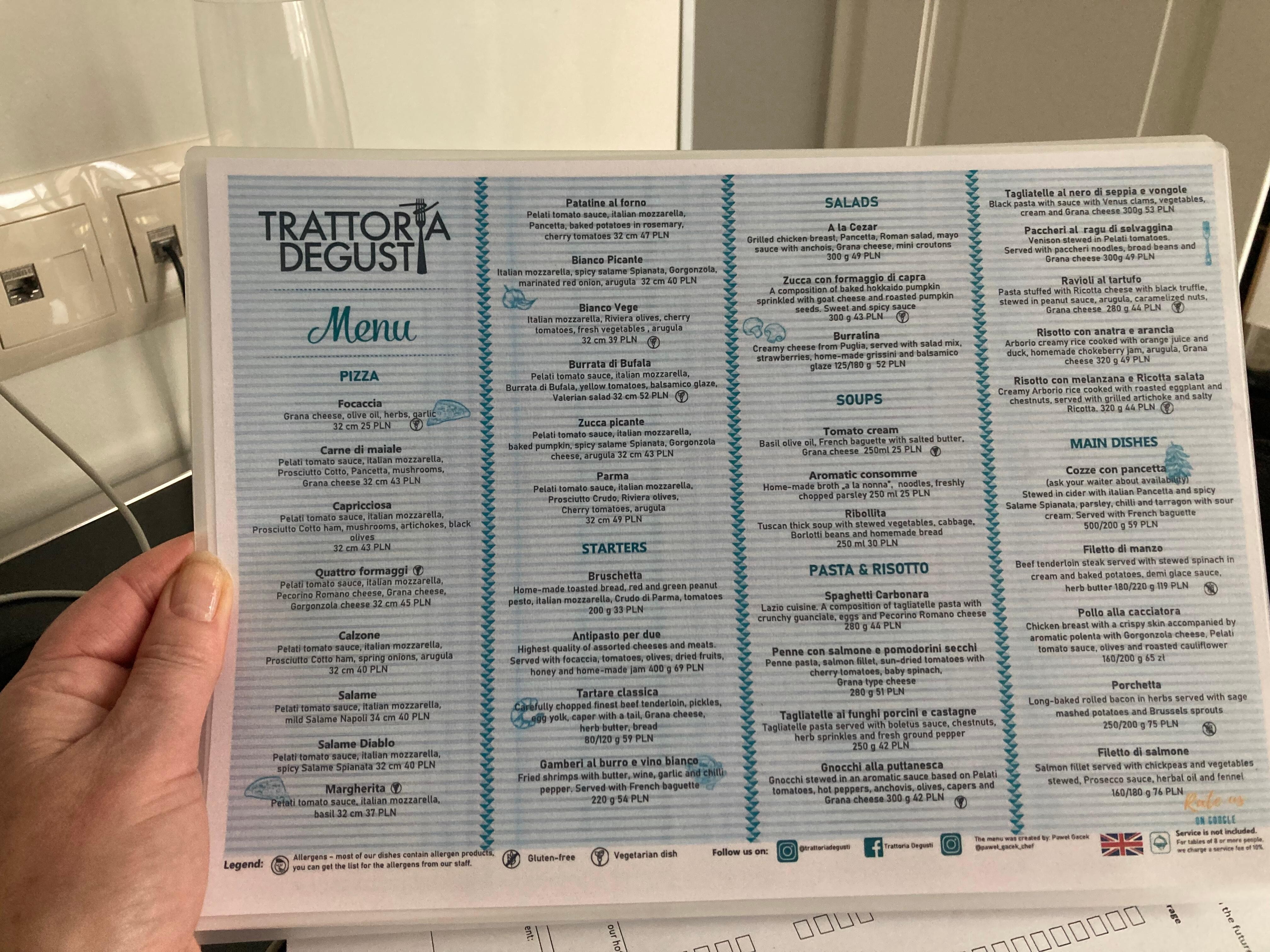 The Italian restaurant at the hotel