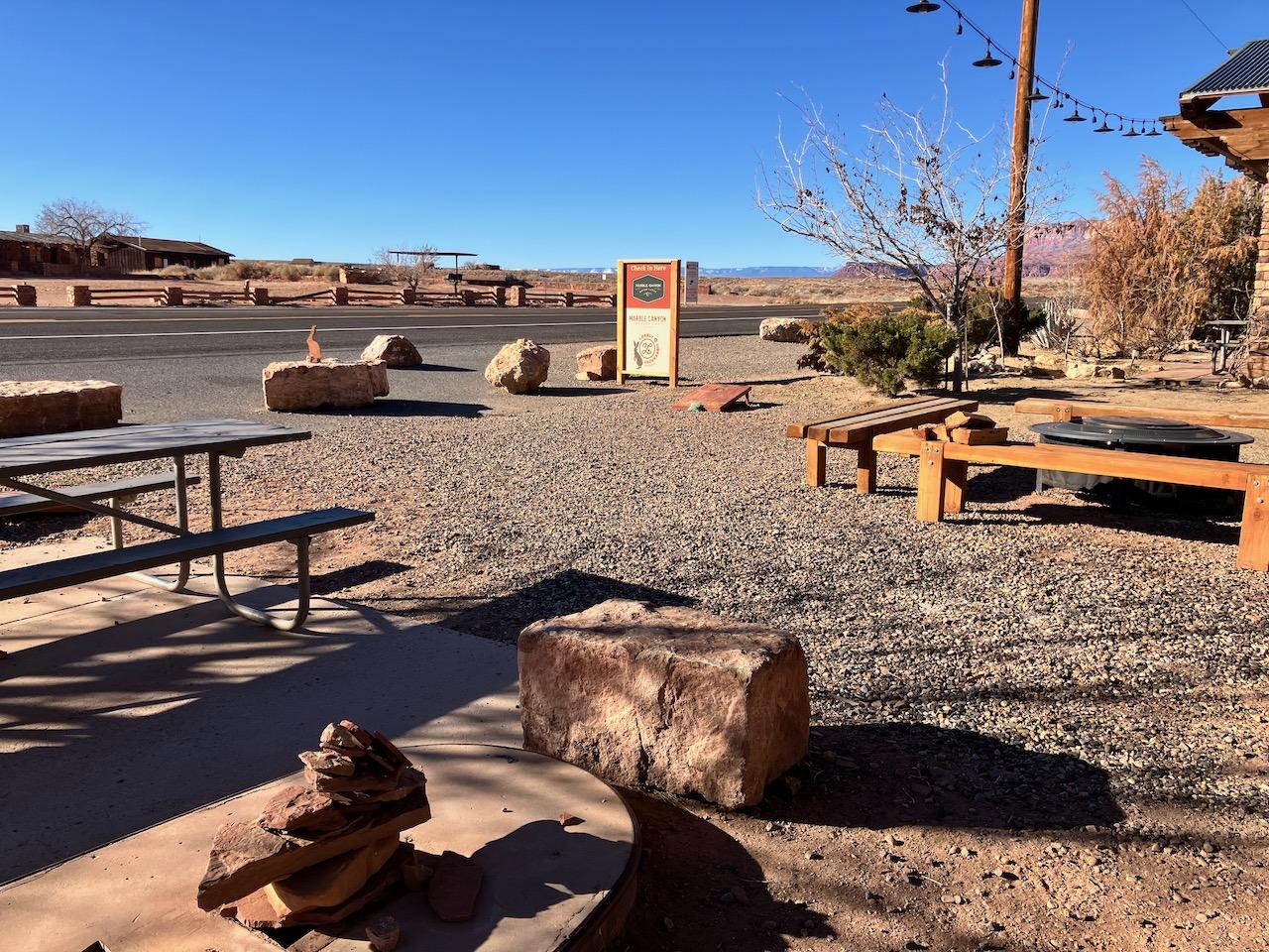 Patio area in front of Check in/dining area.