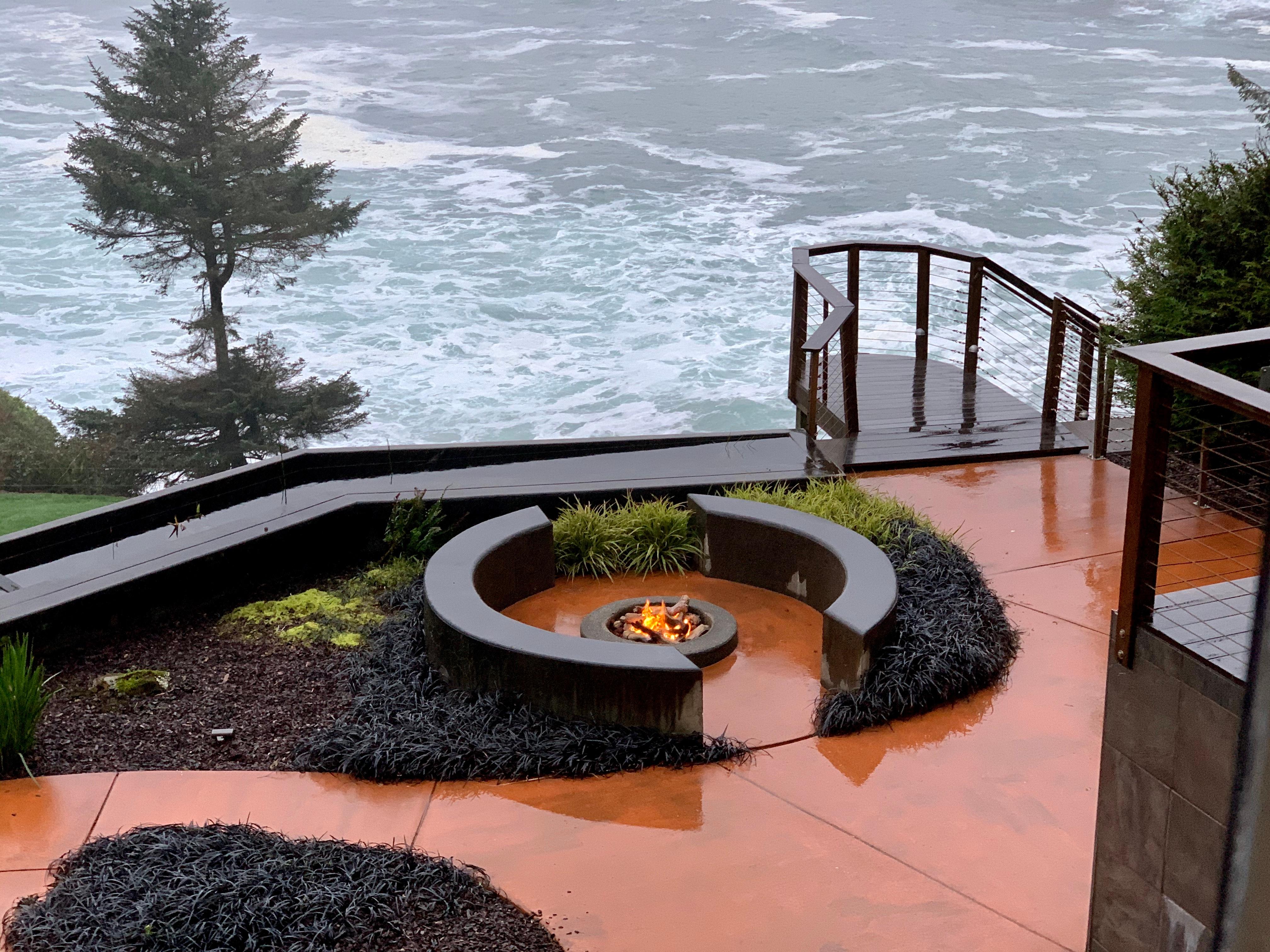 Fire-pit & viewing platform over-looking Whale Cove.