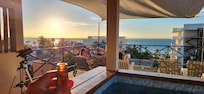 From the jacuzzi deck. Plenty of room. Snacks and alcohol available at cost on honor system. Plenty of space to relax. This was our favorite place after a long day.