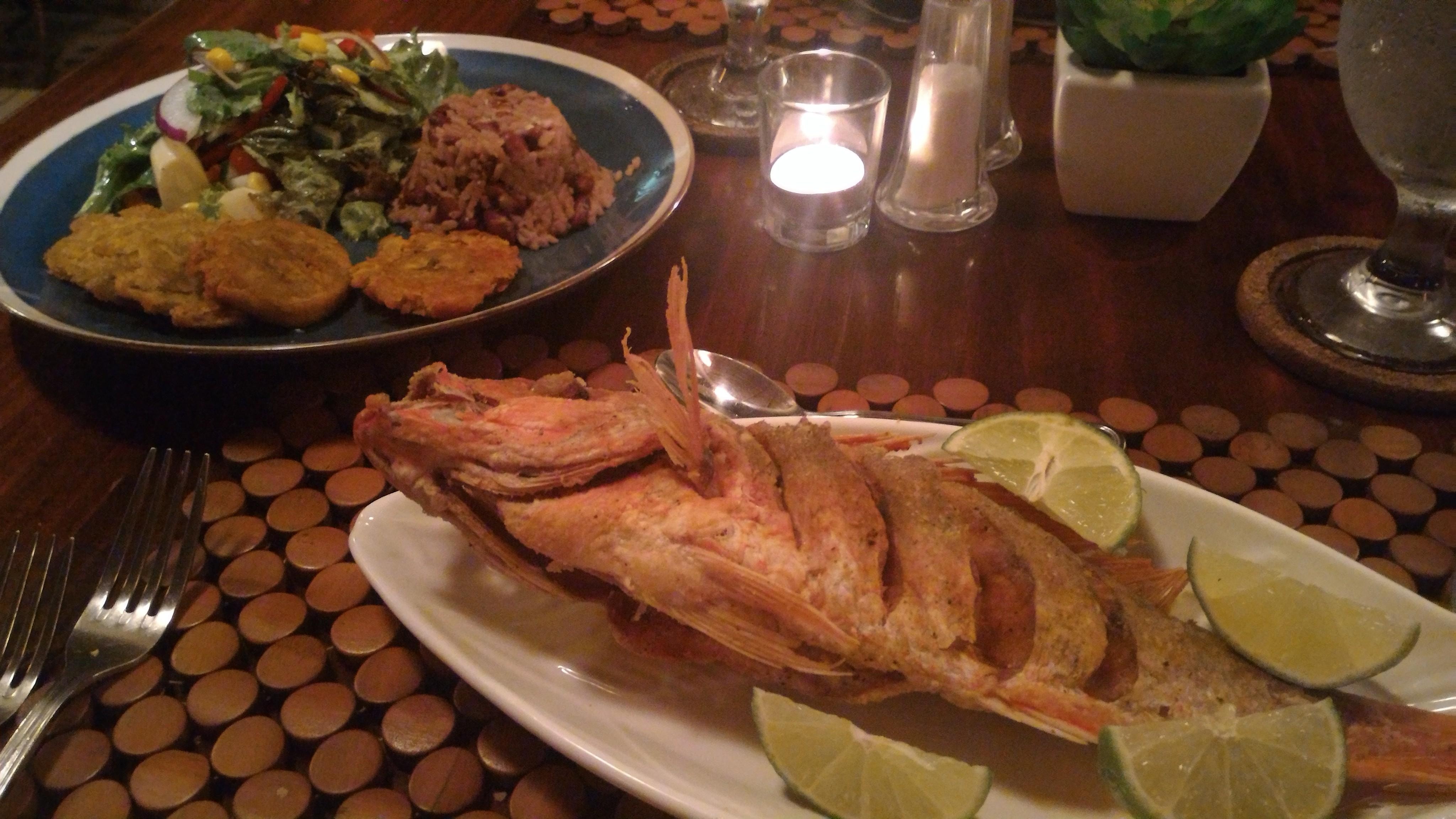 The whole fried red snapper is a lunch / dinner must!