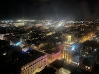 Sicht aus meinem Zimmer, Stock 24. 
Вид из комнаты,
24 этаж.