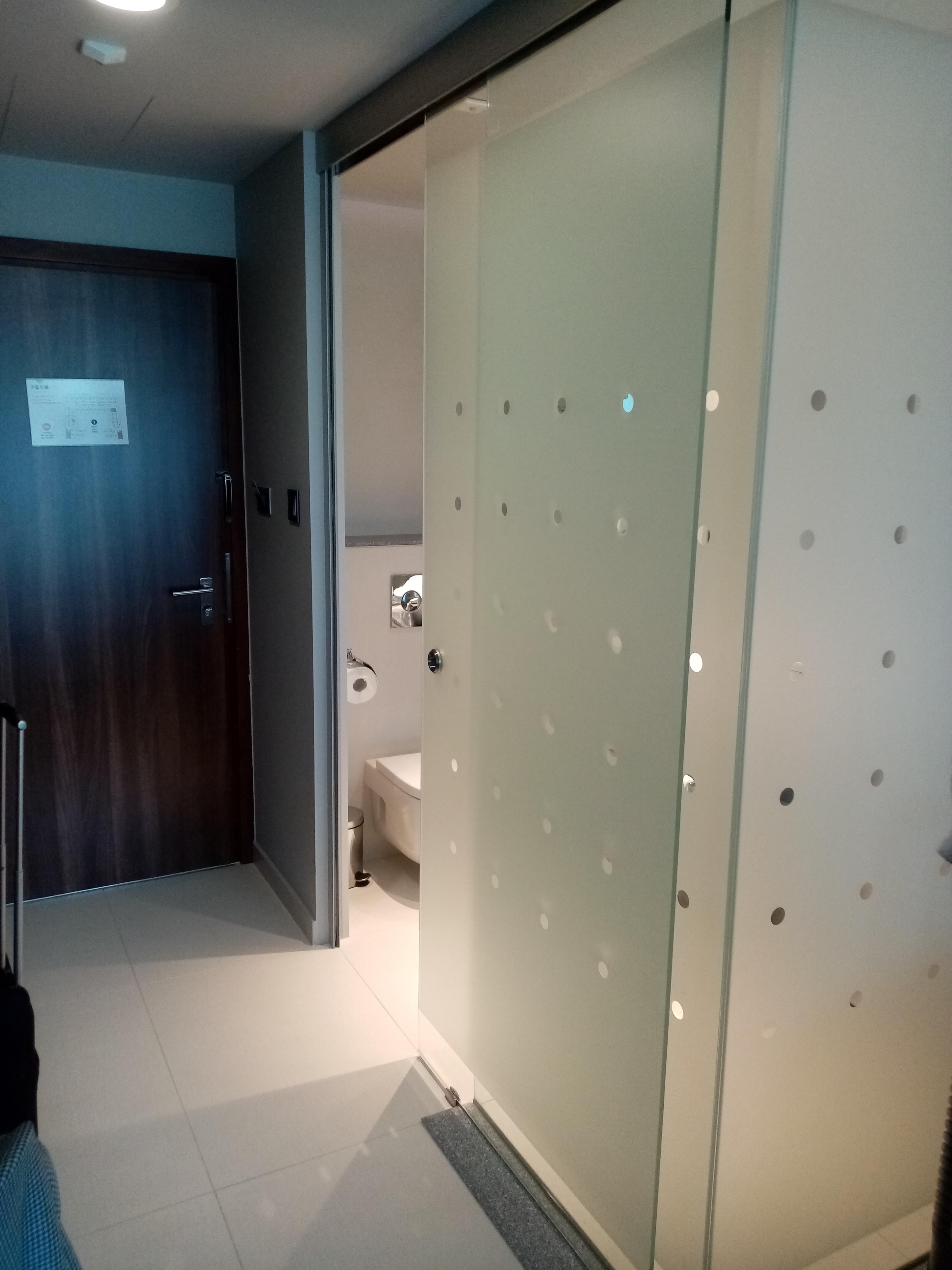 glass box toilet/shower..