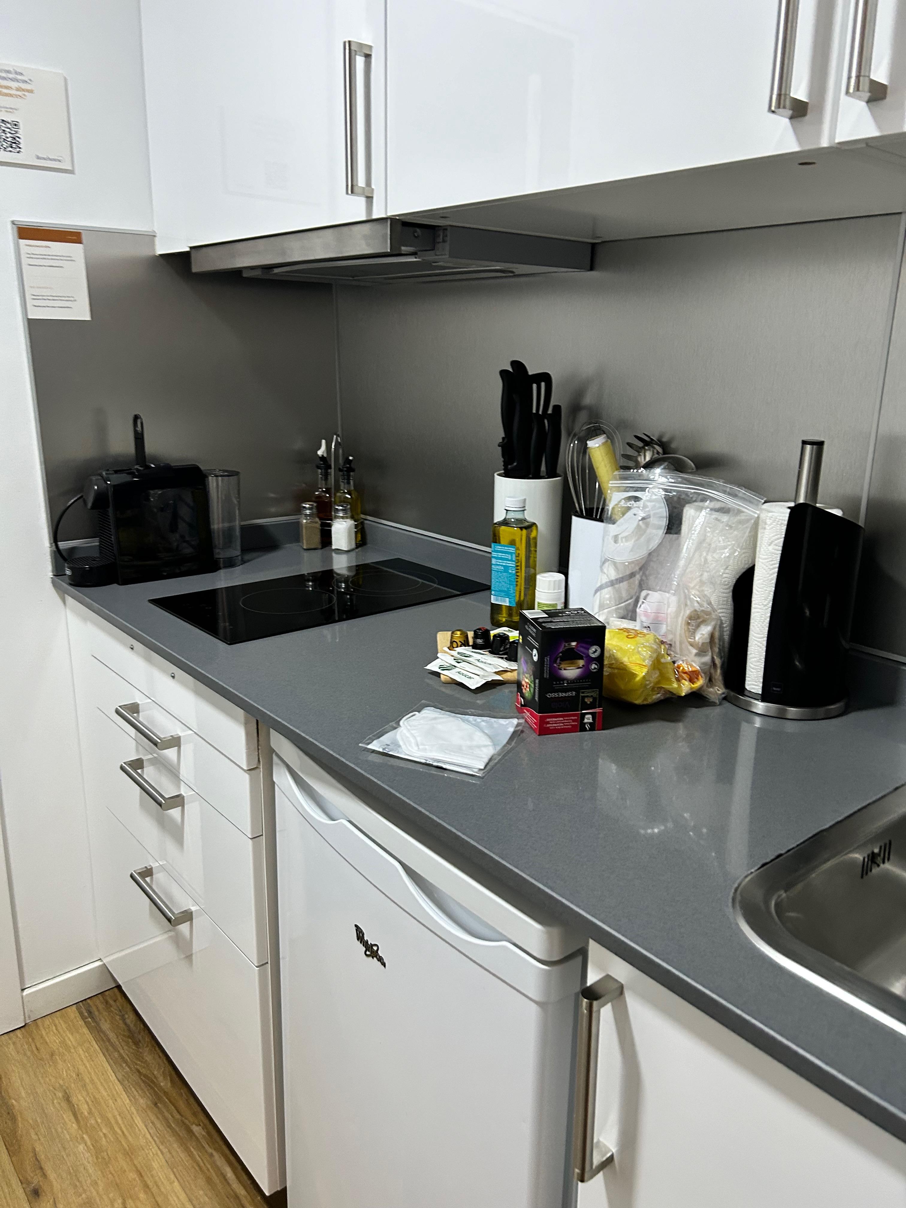 The kitchen design here was awkward.  No outlet for appliances on the bench...tiny sink that did not fit plates and pots!