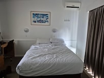 Good size room and bed, with desk