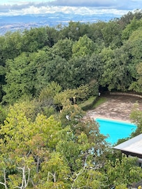 A view of the pool from the bar balcony