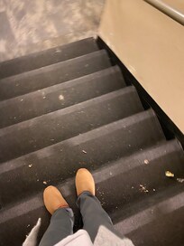 Unswept non vacuumed staircase