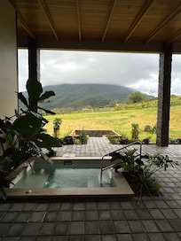 Stunning view of the Volcano and well maintained grounds.