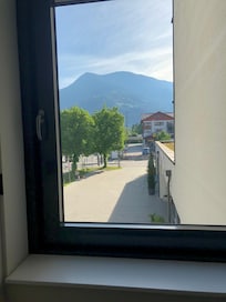 View of mountains from hallway
