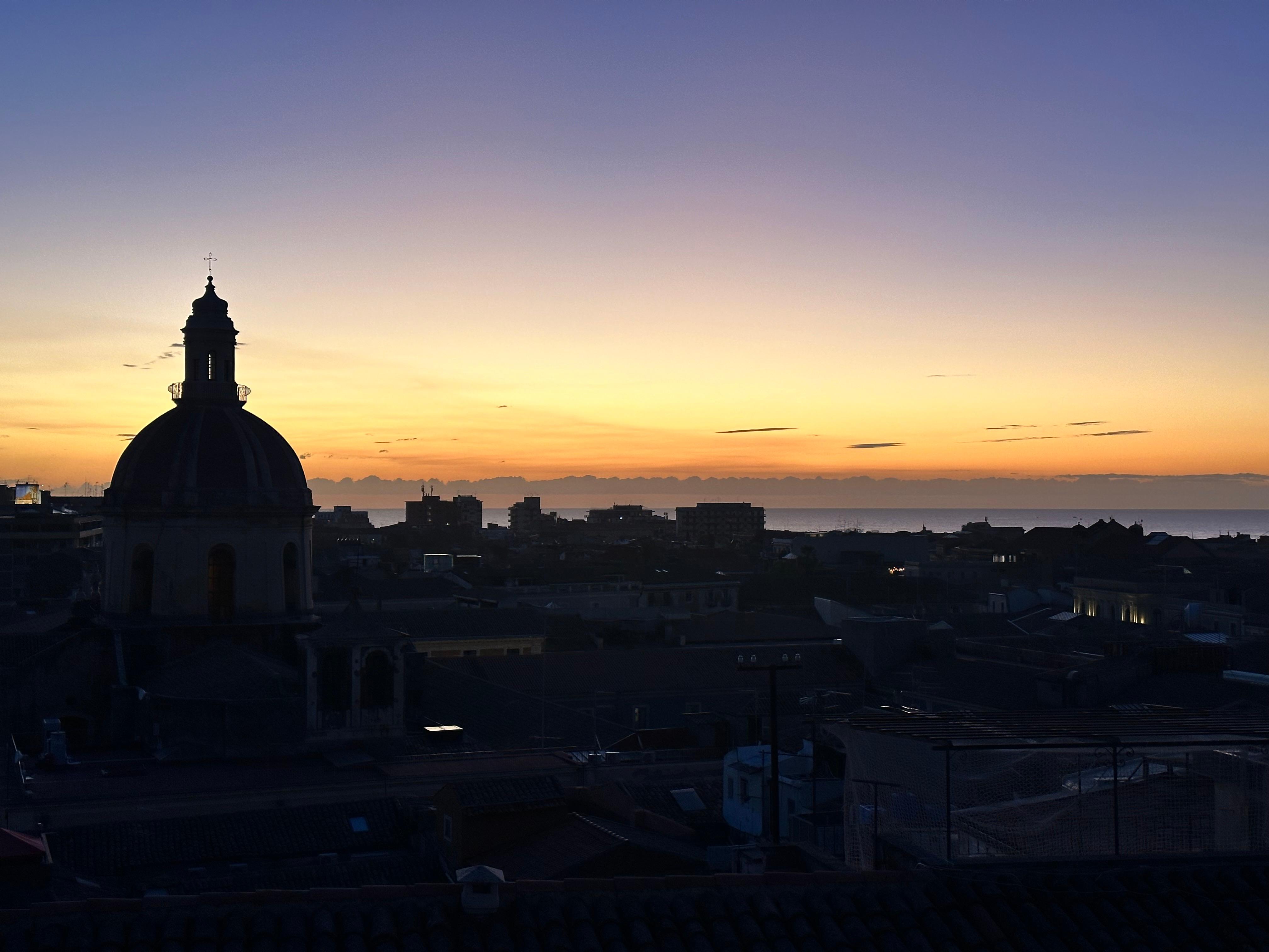 Morgenrot von der Dachterrasse aus. 