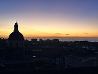 Morgenrot von der Dachterrasse aus.