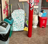 Cleaning supplies in the main courtyard