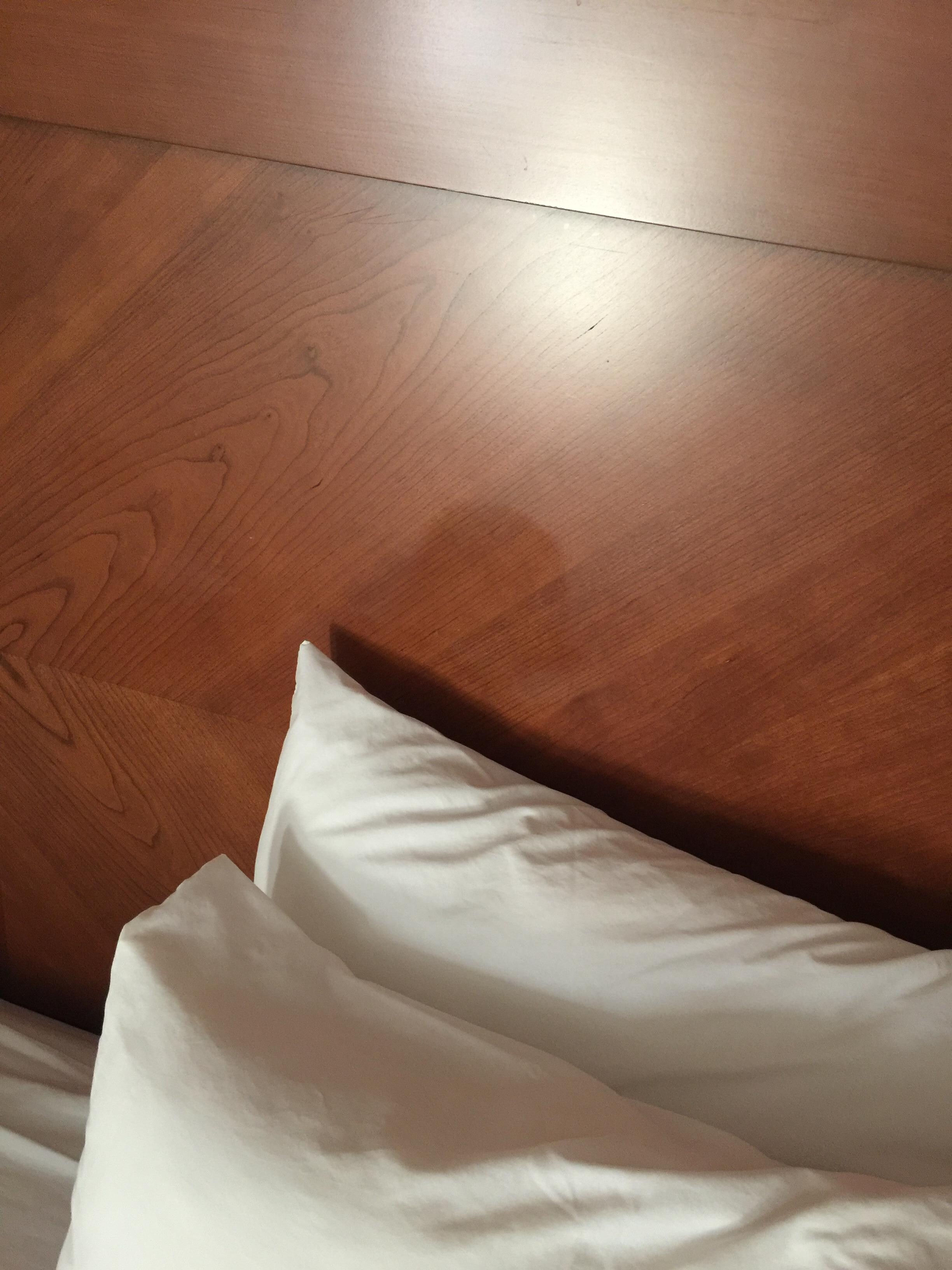 Greasy head mark on headboard