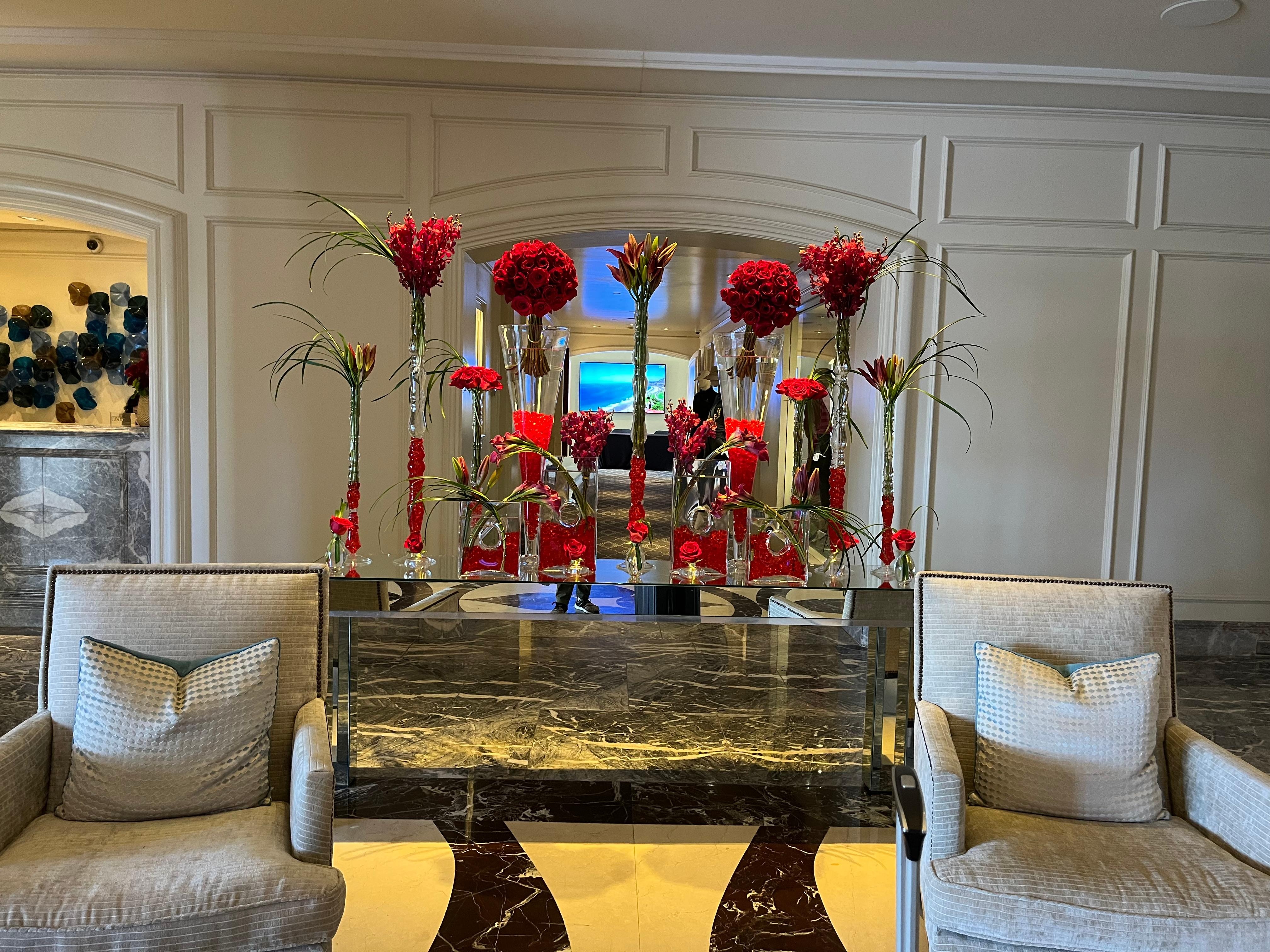 Beautiful flowers all throughout hotel