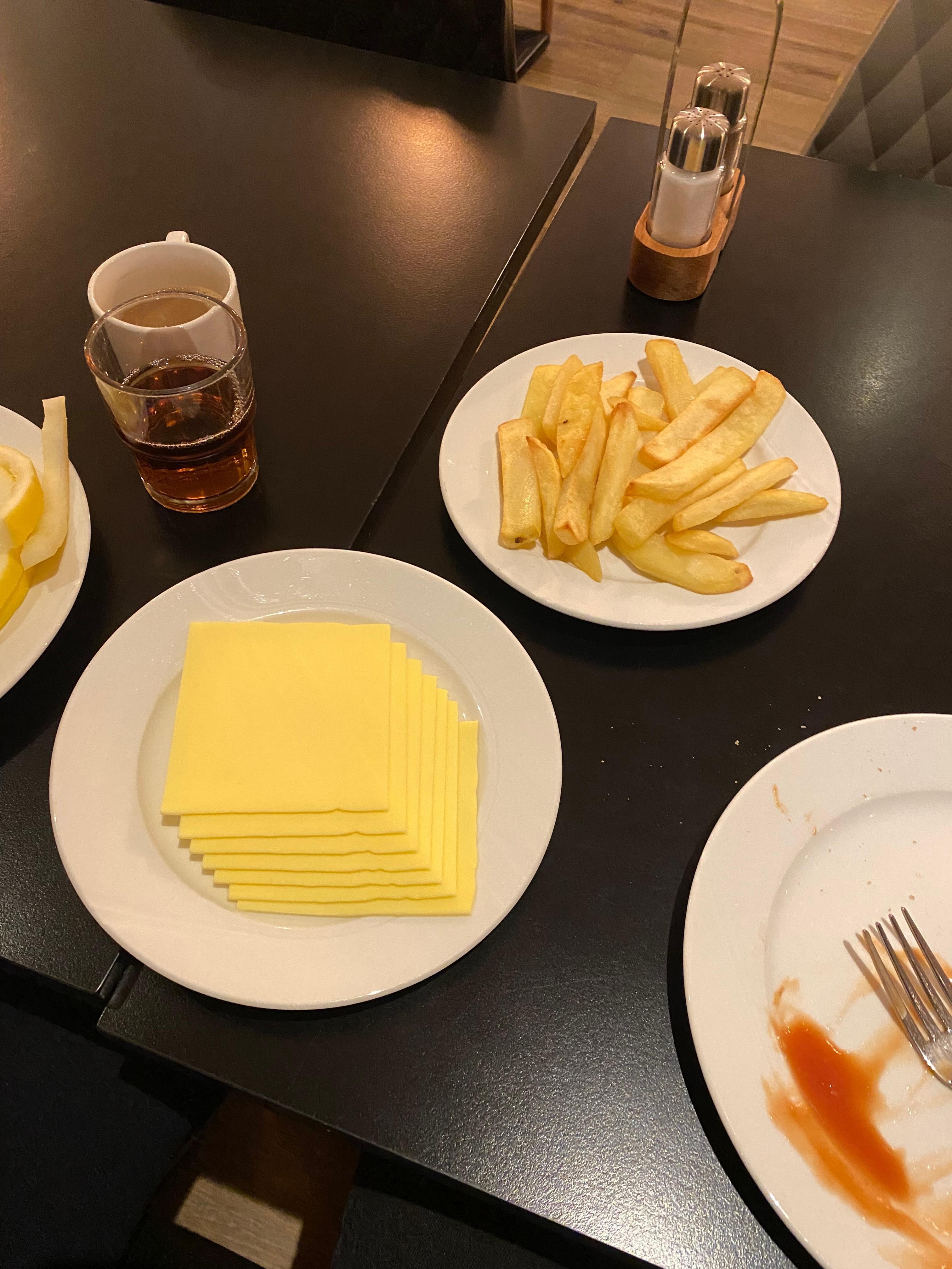 On the final day we got vegan cheese and unseasoned french fries for breakfast