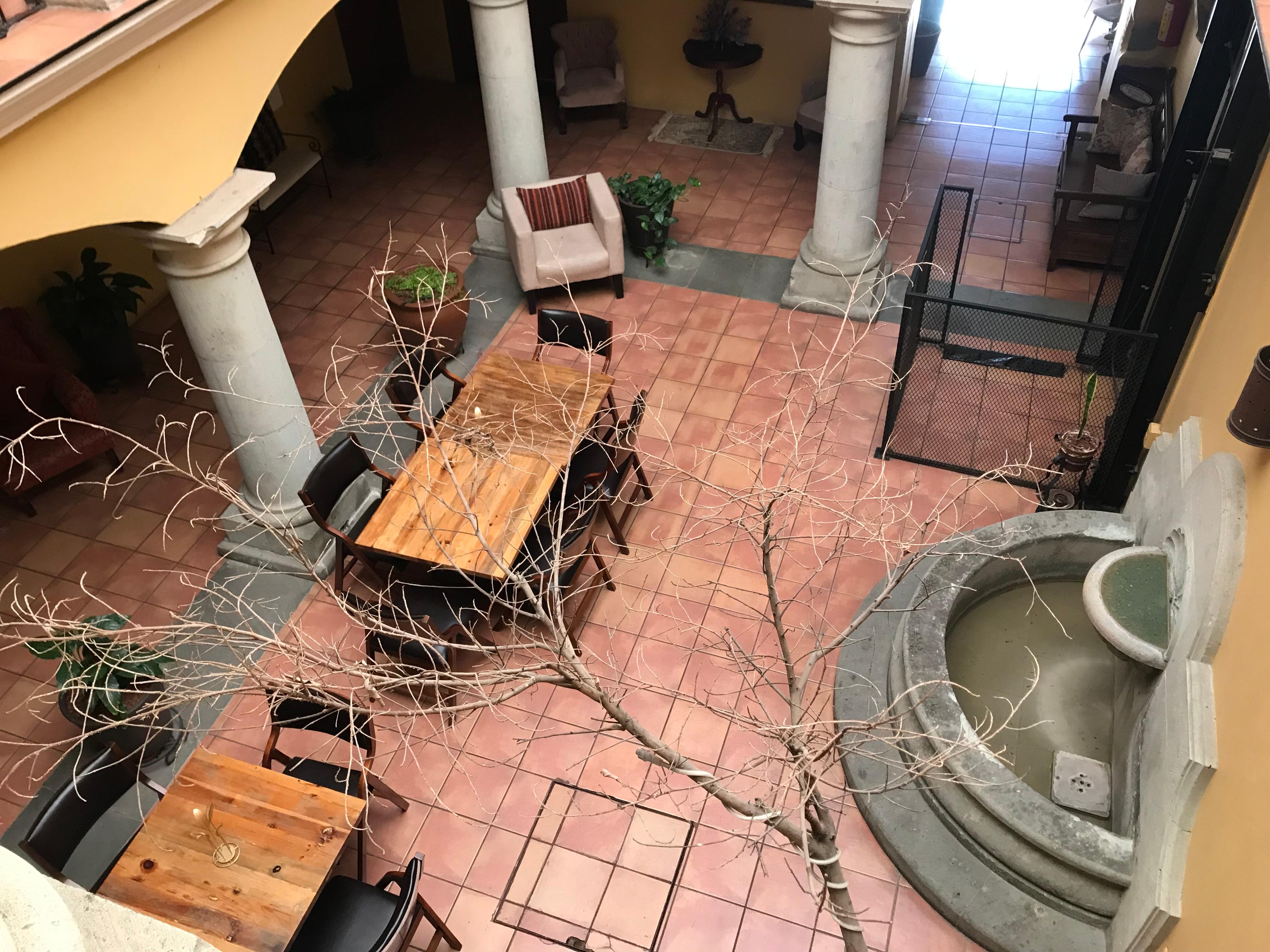 Looking down into lobby