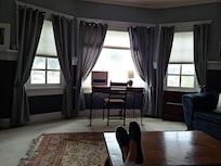 I sat here after breakfast each day and read 📚