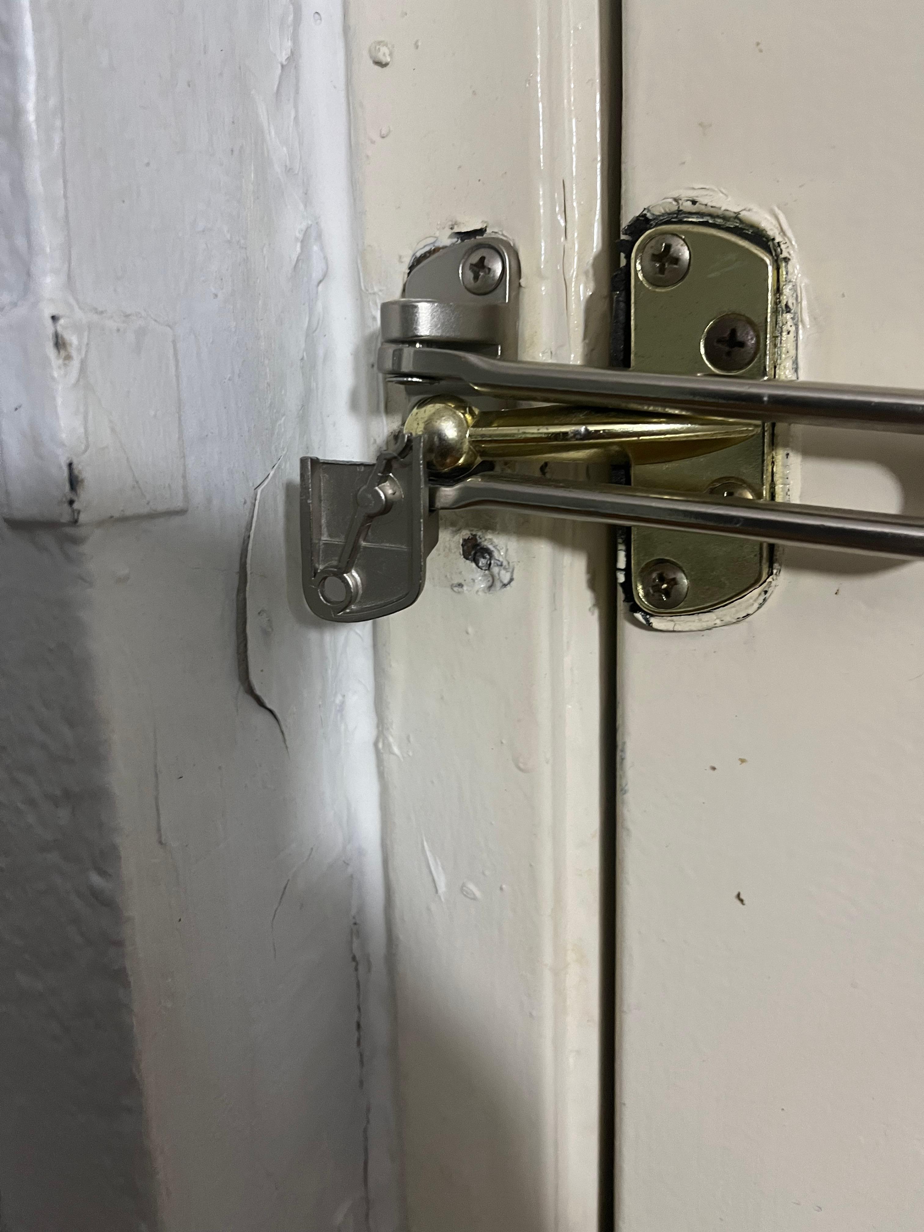 Lock on door not secured and inoperable 