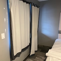 Mismatched curtain panels that didn’t even cover the window