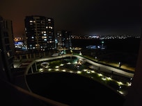 View off the balcony at night