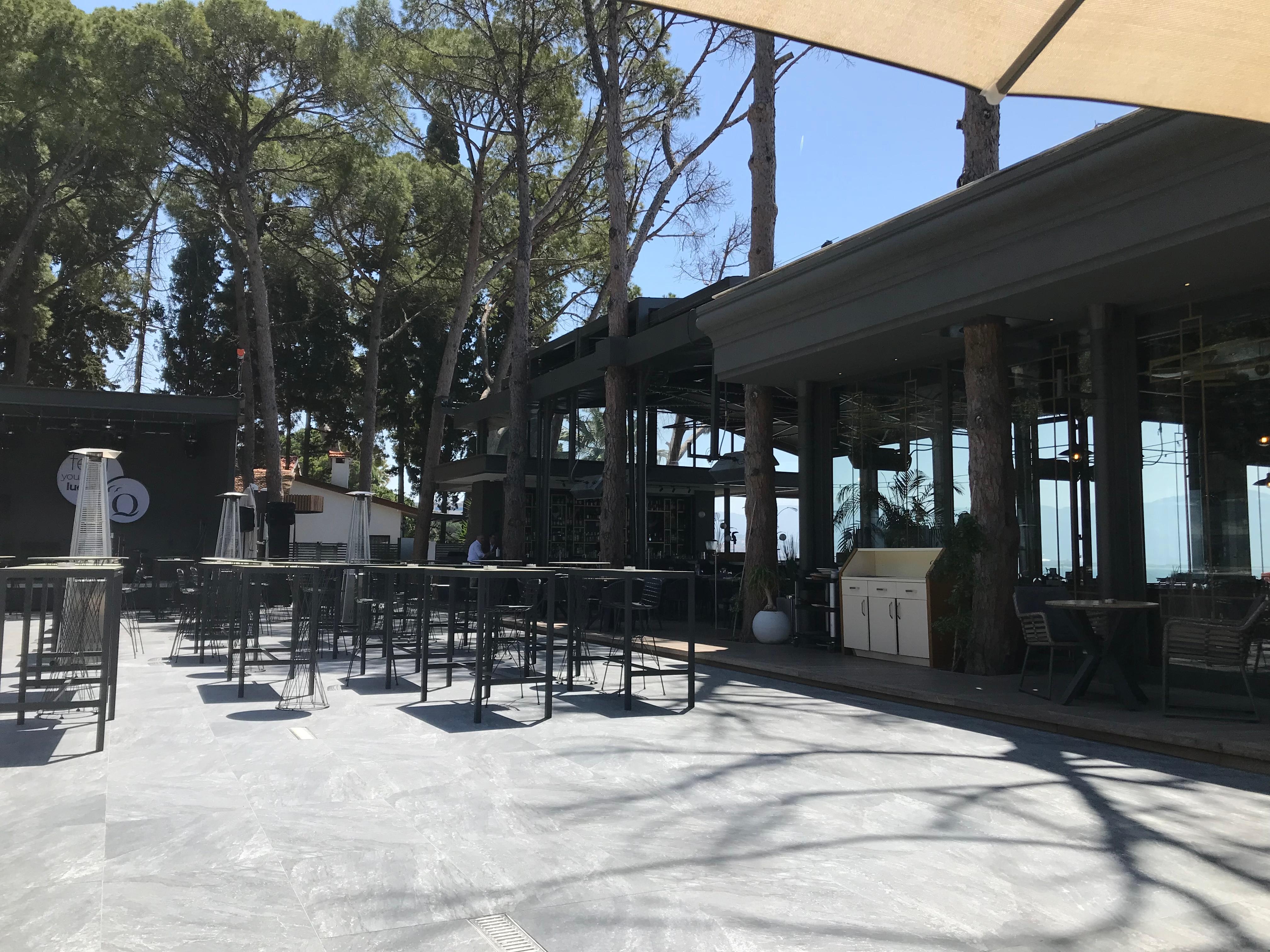 Outside the bar/restaurant
