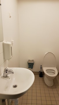 A toilet at the upper floor