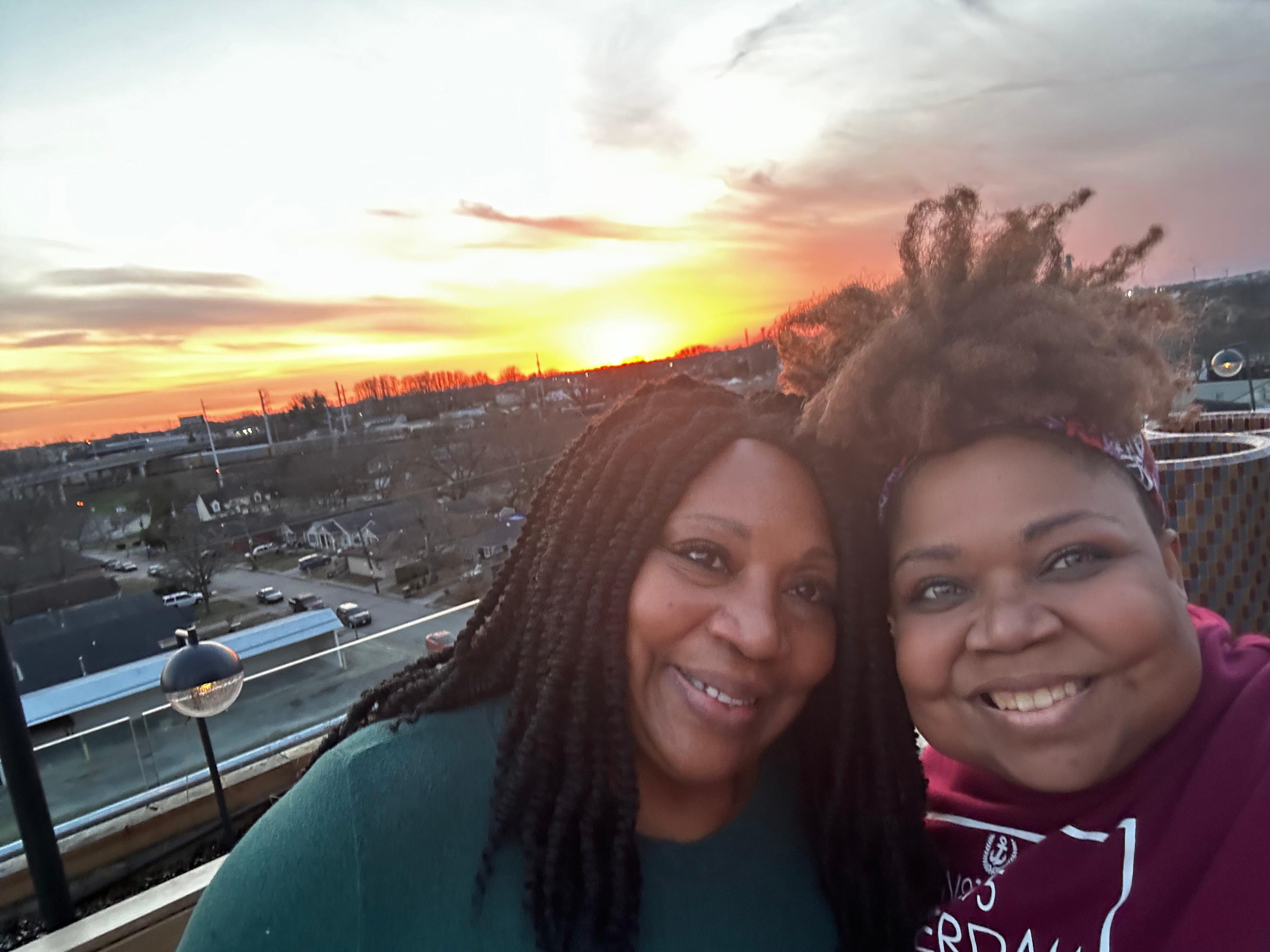 Rooftop bar at sunset