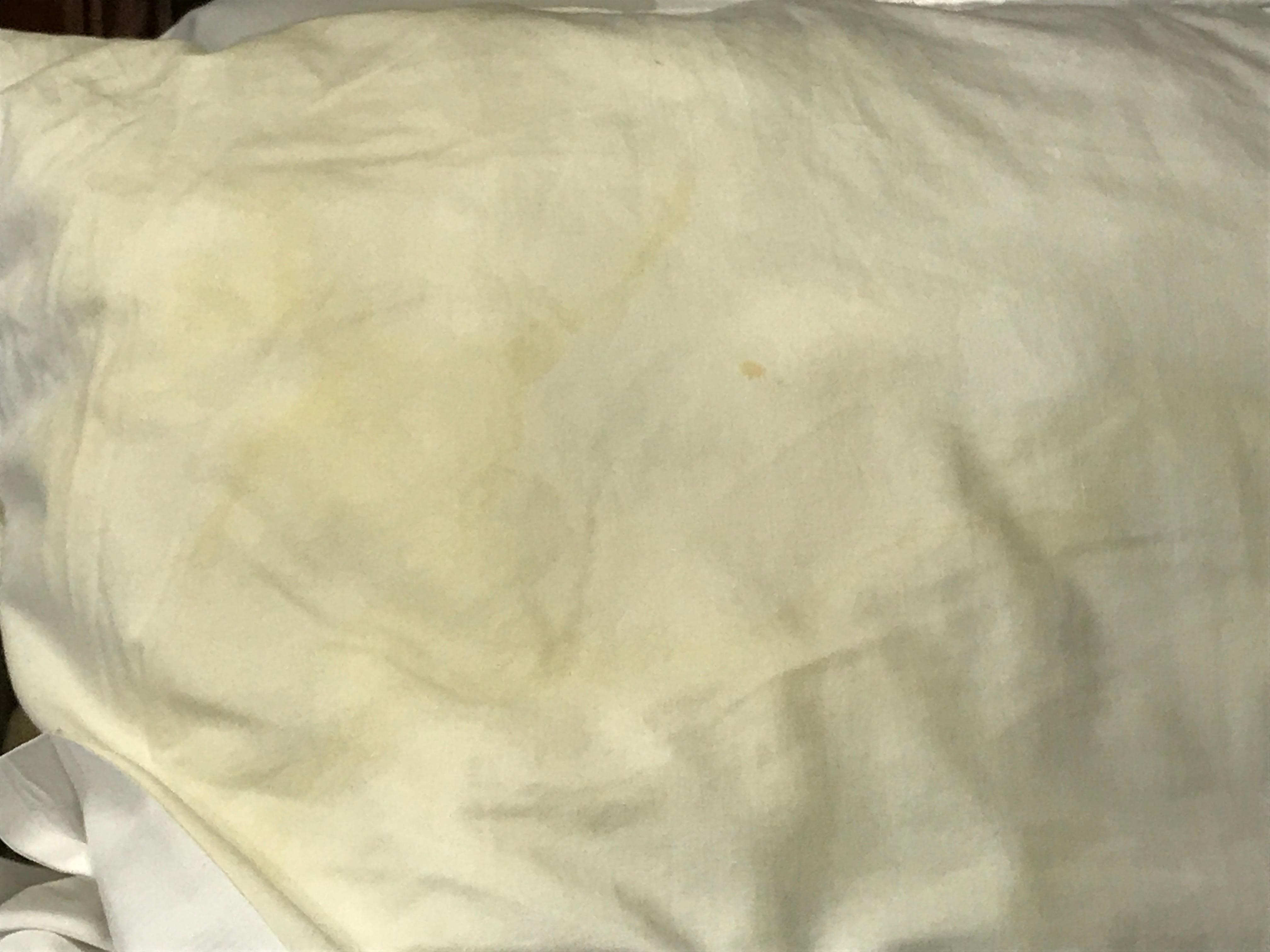 7 out of 8 pillows all have yellow stains (from saliva or pee?)