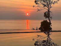 Sunset view over the pool