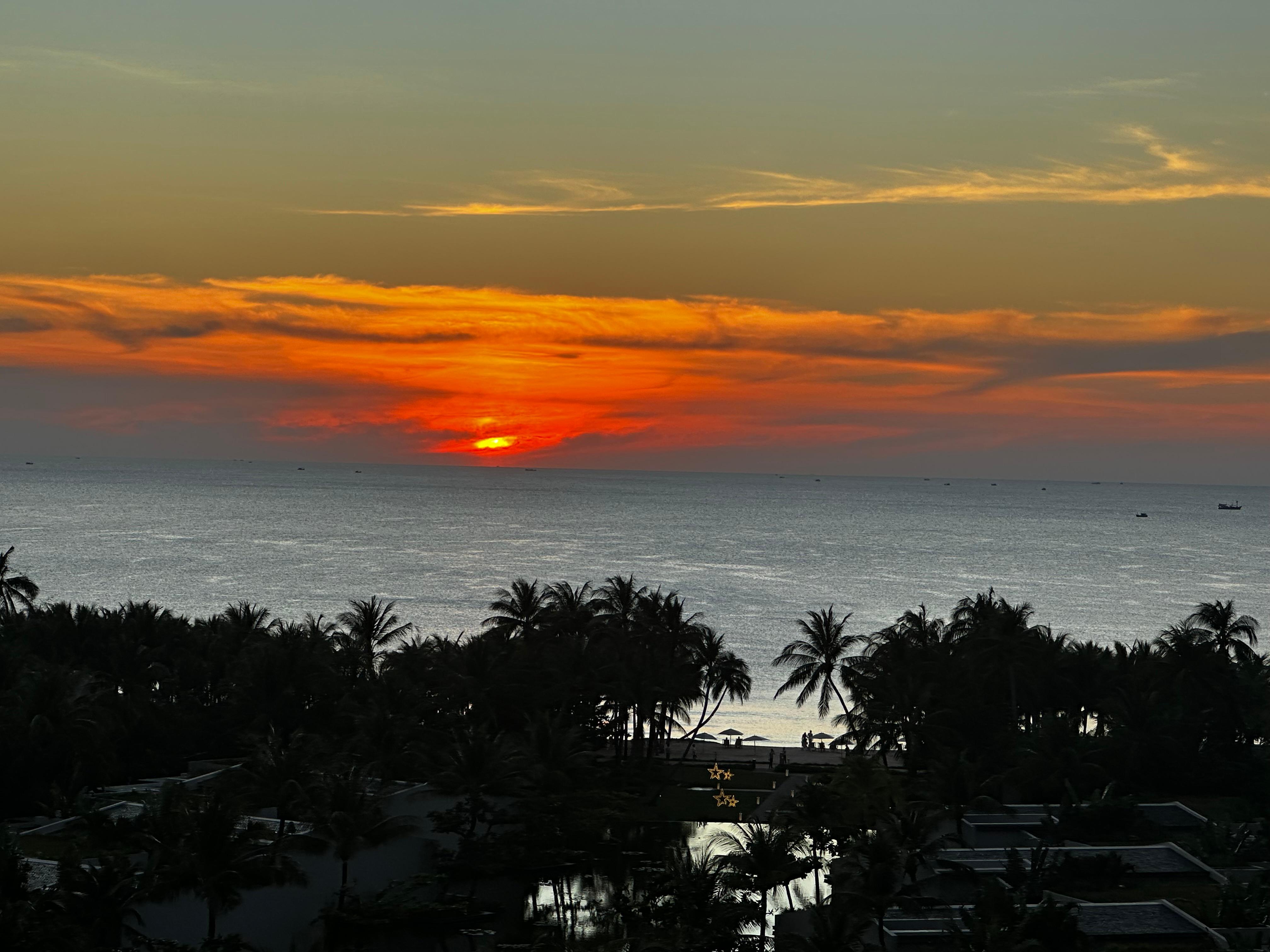 Sunset over pool