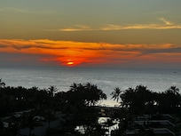 Sunset over pool