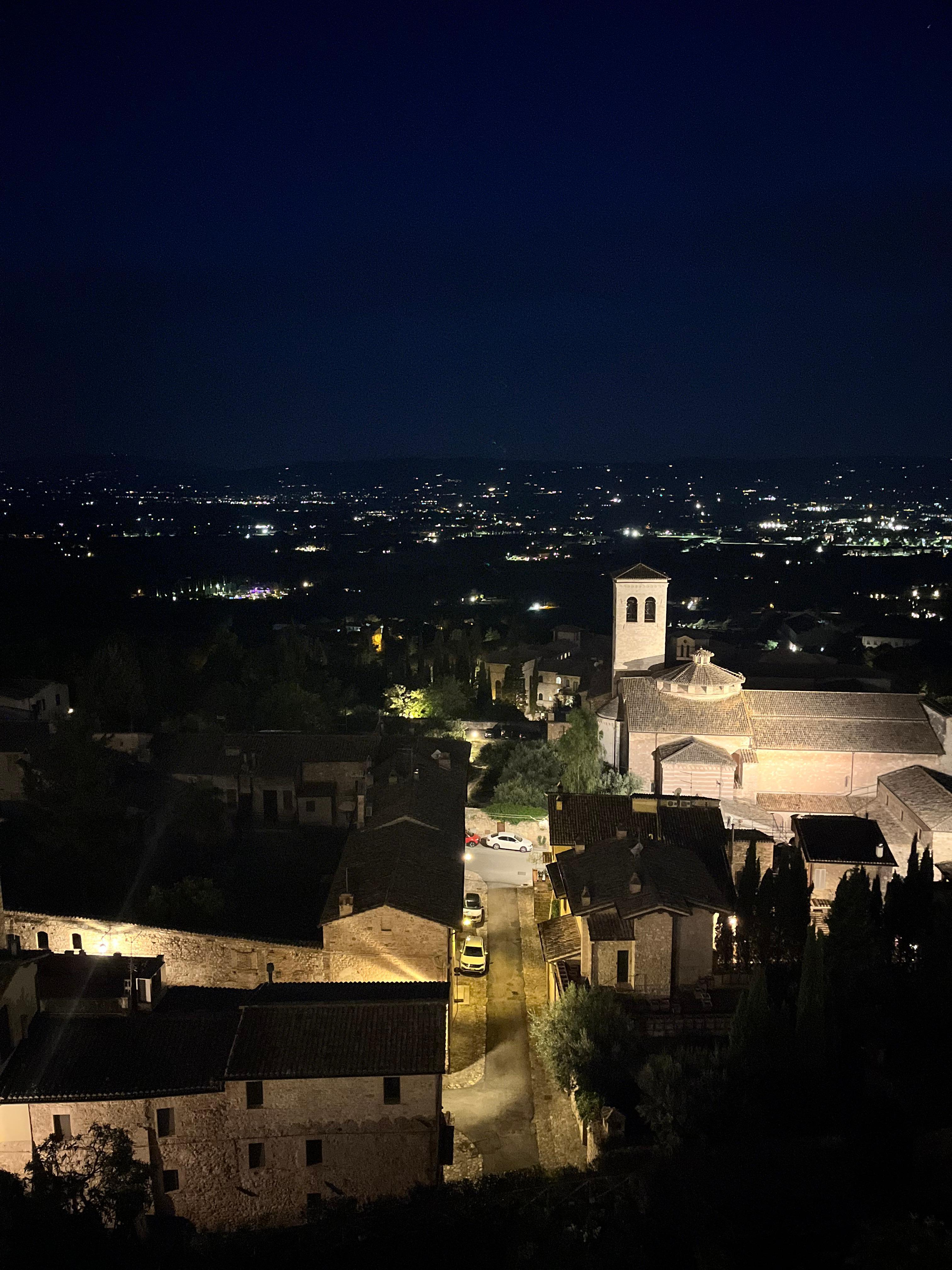 Bedroom window view at night 