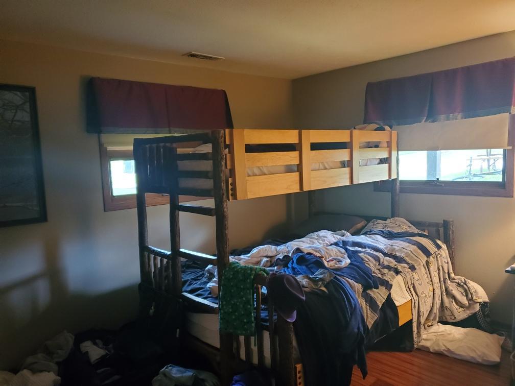 Kids room had 1 twin over full bunk bed 