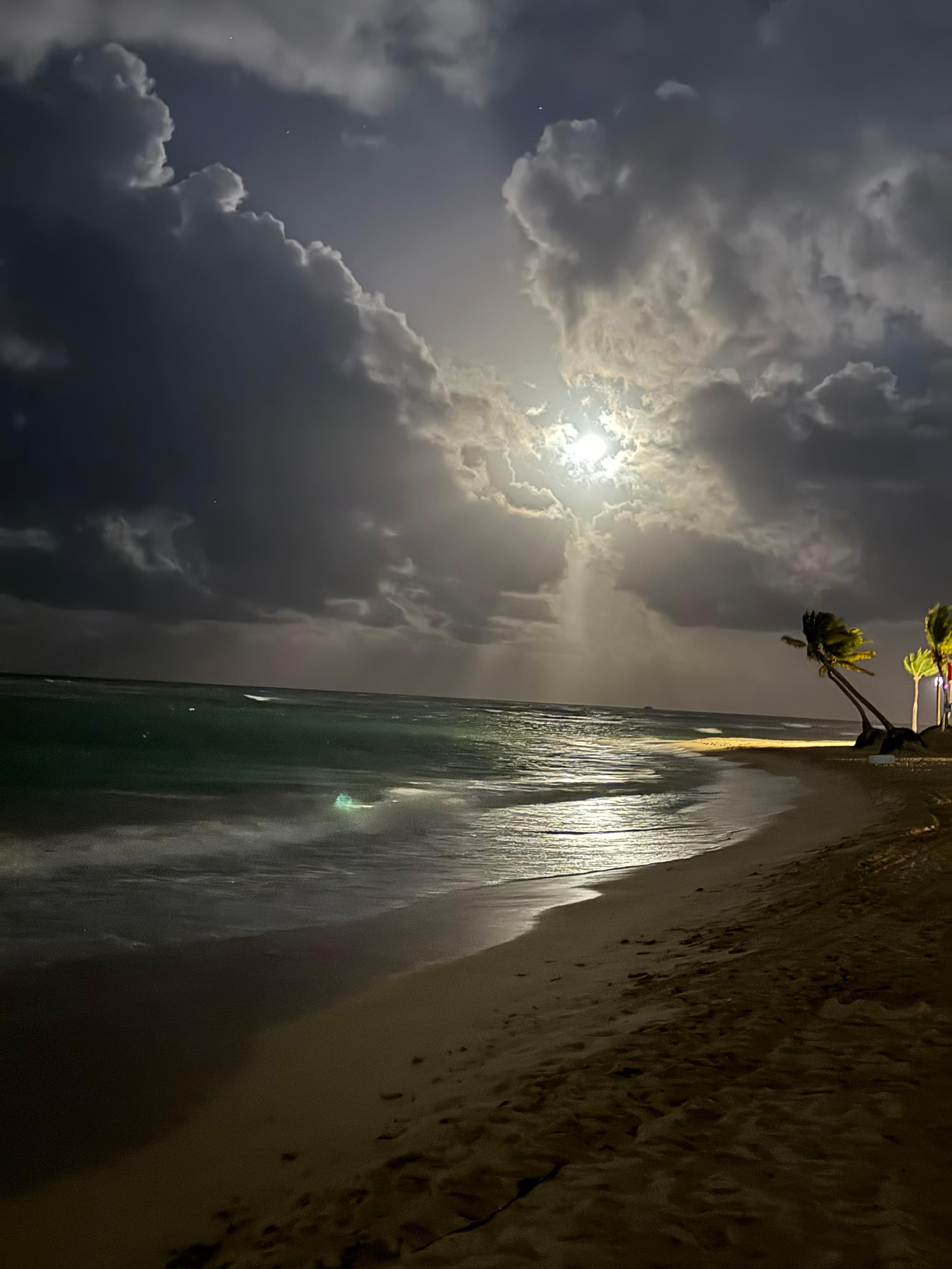 Moon rise on the beach