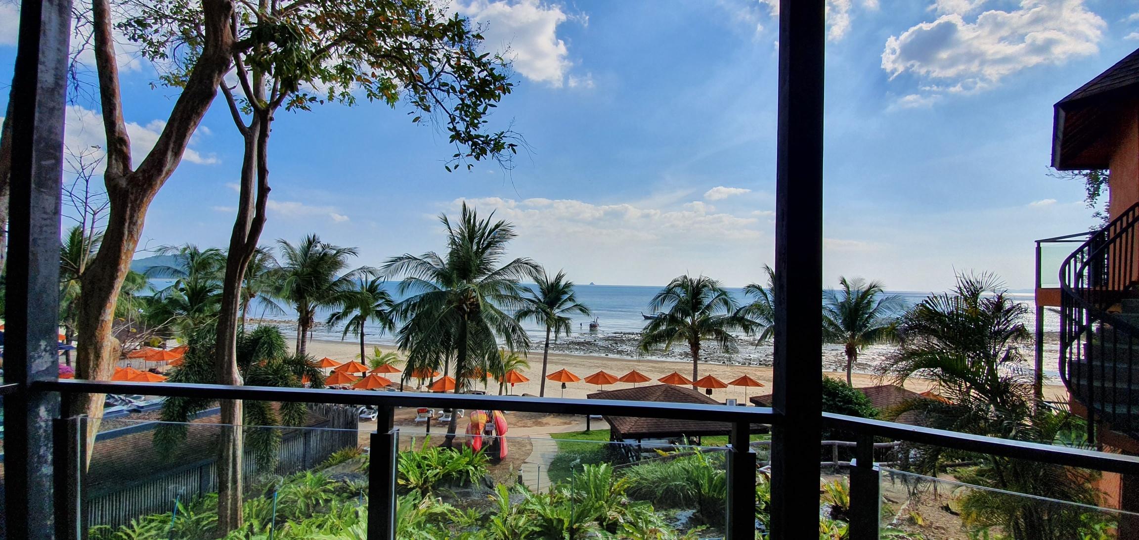 Ausblick vom Balkon unserer Villa mit Meerblick