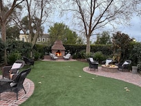 Garden with fireplace