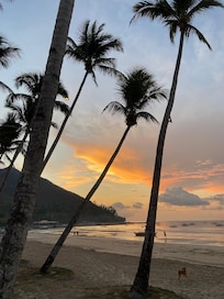 From the beach bar, sunset view.