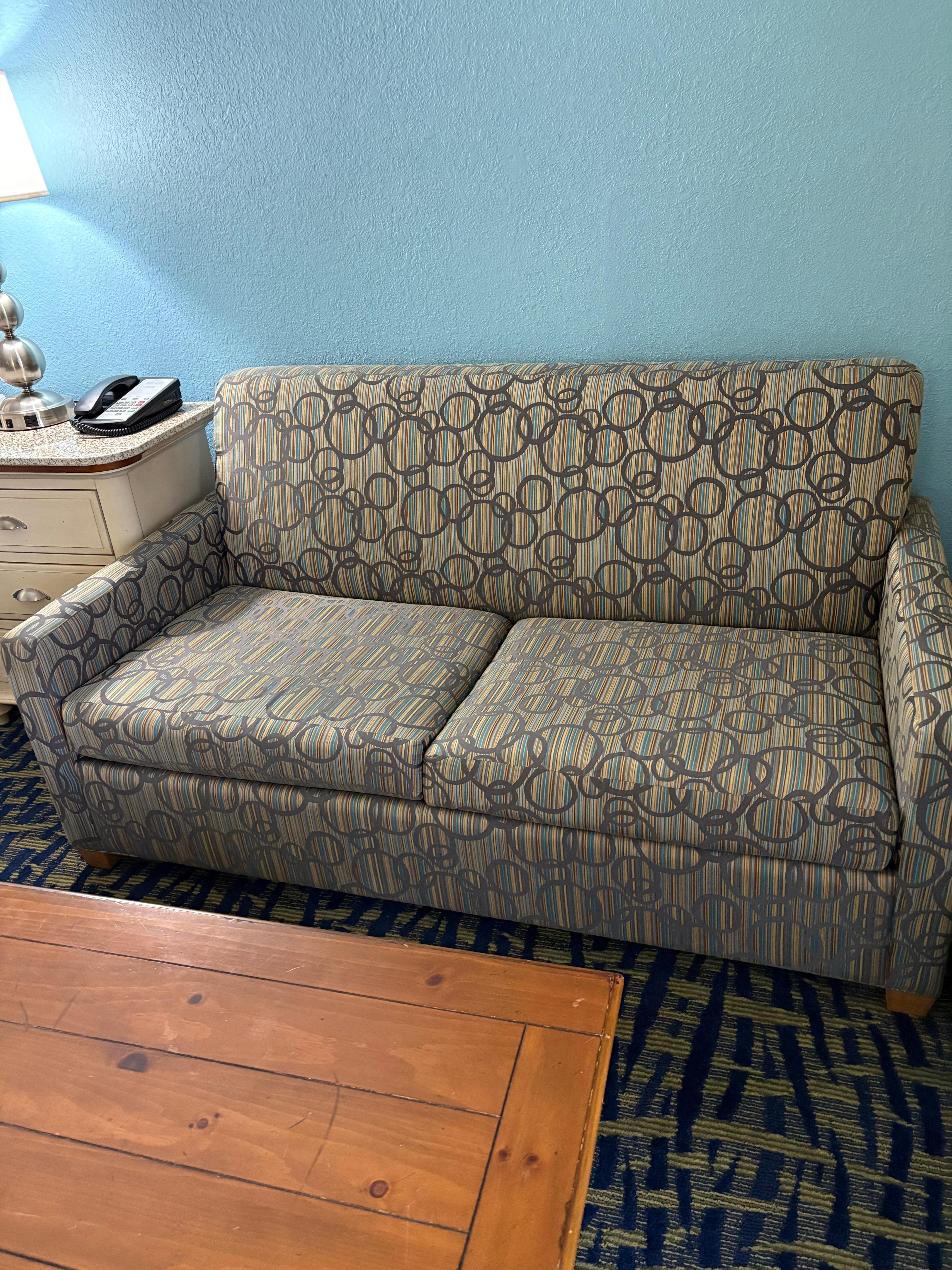 Clean comfy sofa to watch tv.