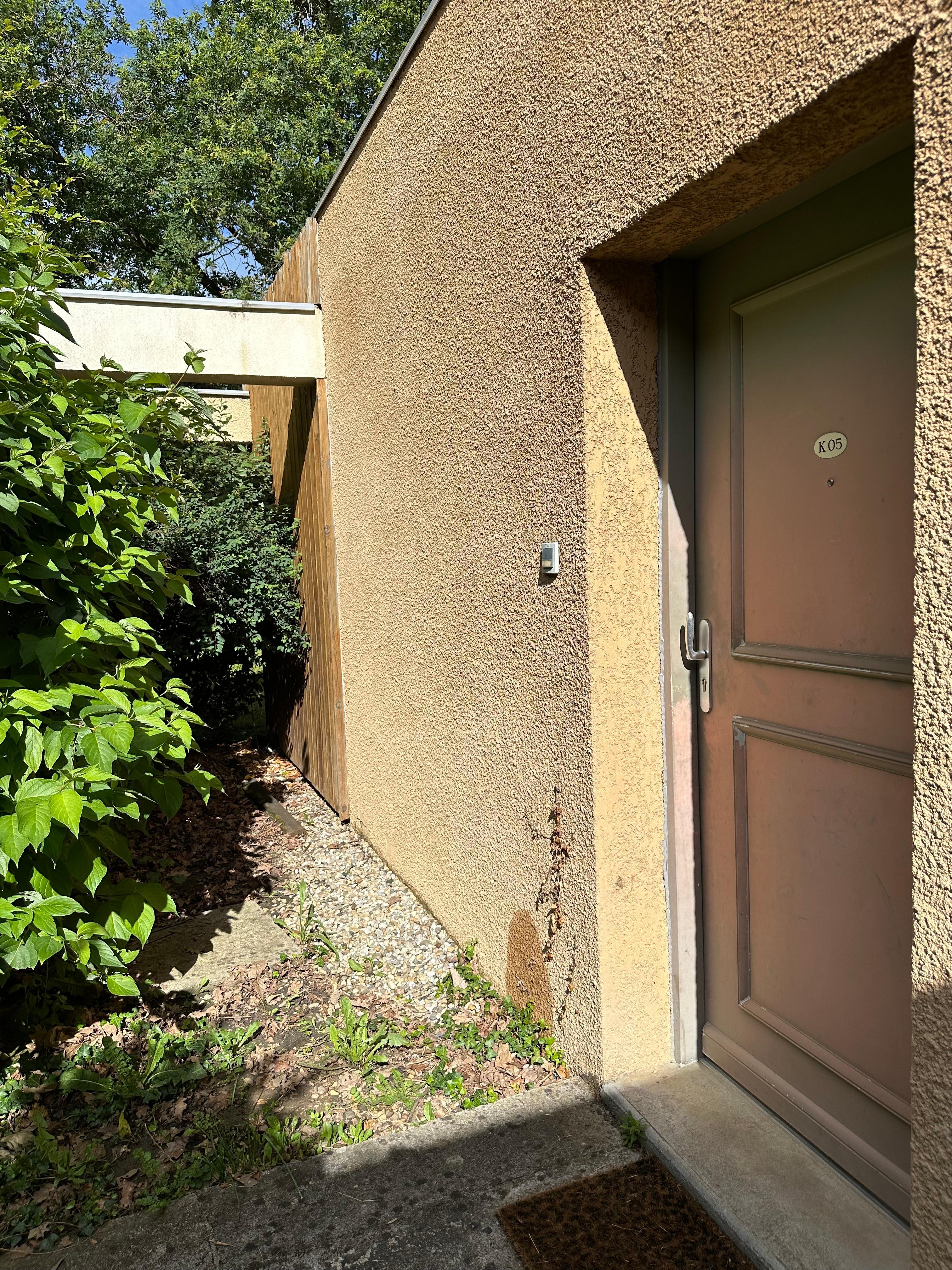 Faded door and overgrown doorway